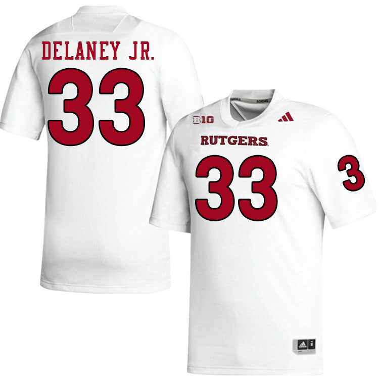 Men #33 Donovan Delaney Jr. Rutgers Scarlet Knights 2024 College Football Jerseys Stitched-White